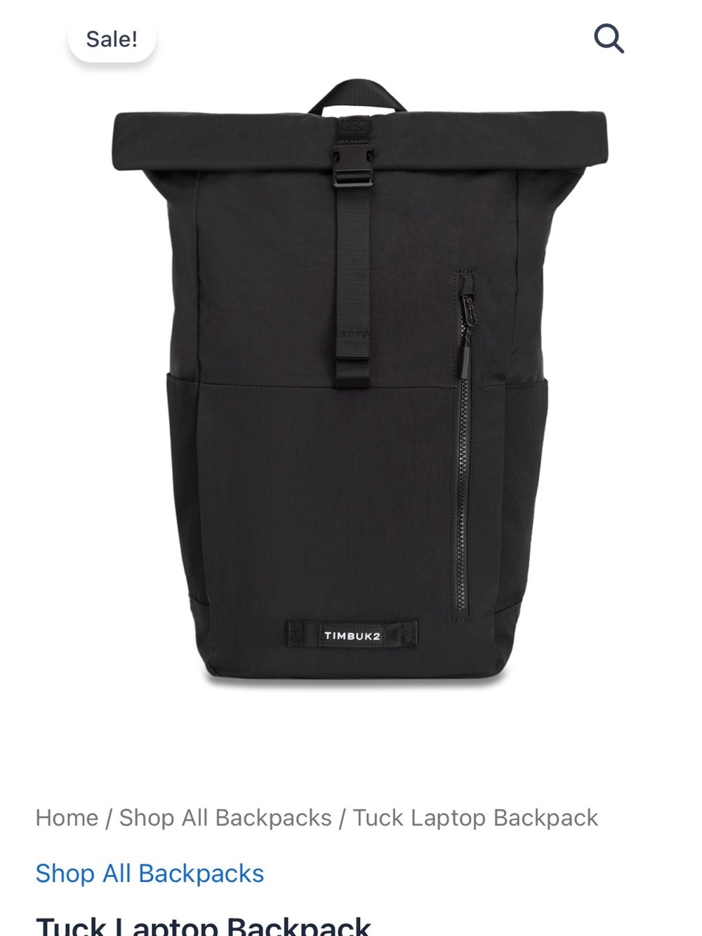 Timbuk2 Black Roll-Top Laptop Backpack